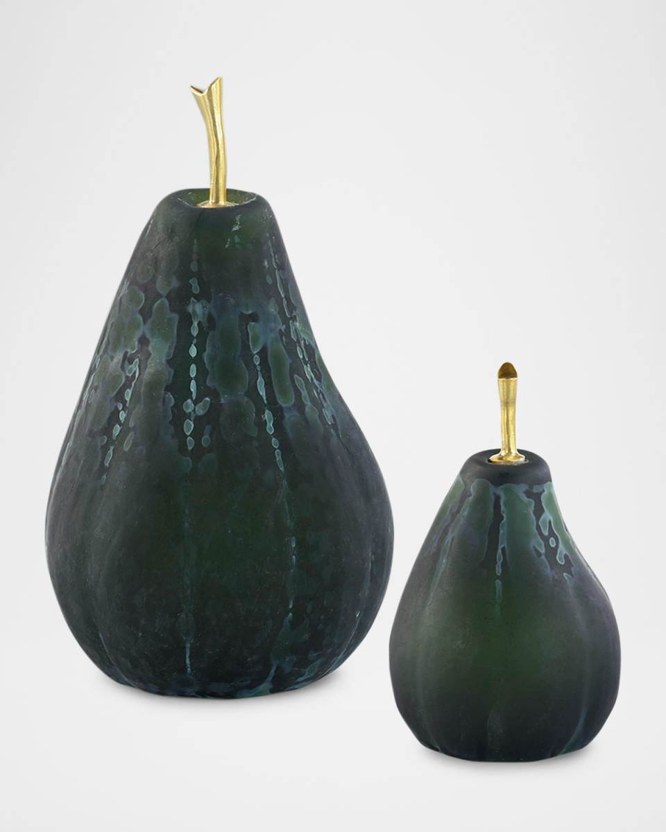 Glass Pear Sculptures, Set of 2